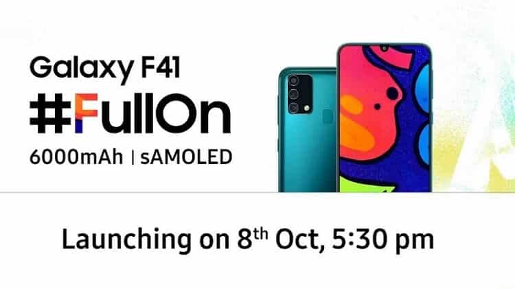 Samsung xác nhận Galaxy F41 có pin 6,000mAh, ra mắt ngày 8 tháng 10