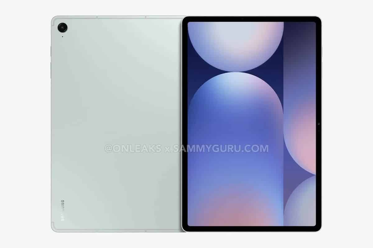 Samsung Galaxy Tab S10 FE+ lộ ảnh render với một camera sau