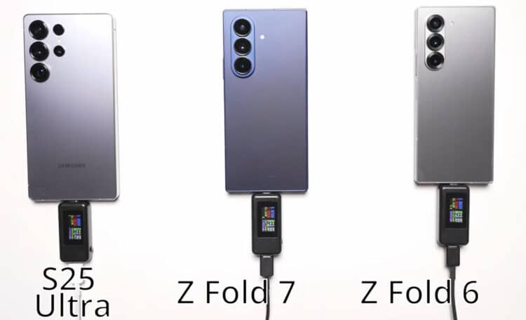 Galaxy Z Fold 7 đọ tốc độ sạc với S25 Ultra và Z Fold 6: Nhanh hơn, mát hơn