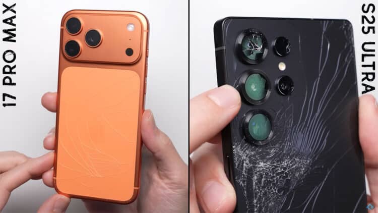 iPhone 17 Pro Max vs Galaxy S25 Ultra drop test
