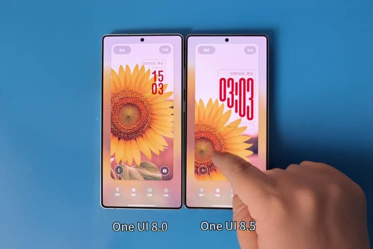 One UI 8 vs One UI 8.5 adaptive lock screen clock