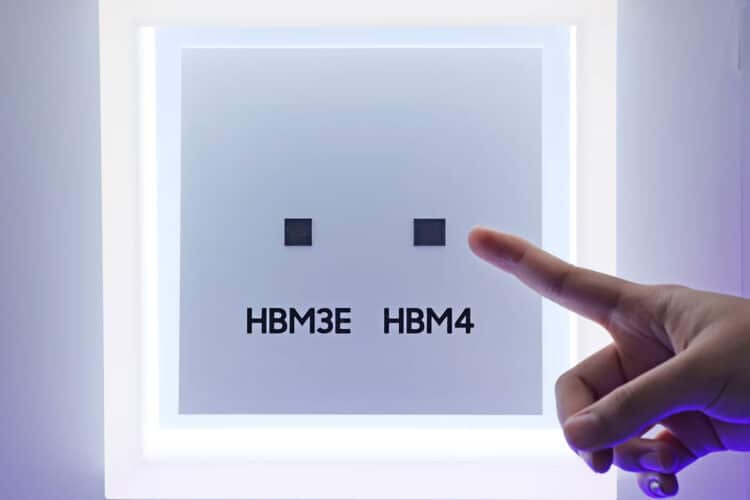 Các nguyên mẫu vật lý của bộ nhớ băng thông cao thế hệ thứ 6 HBM4 và HBM3E của Samsung Electronics. Ảnh: Yonhap
